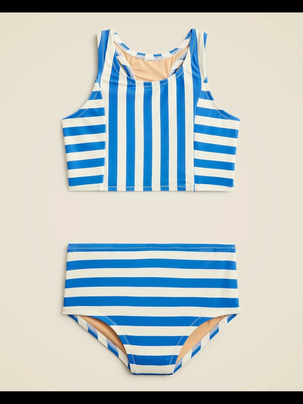 Crewcuts Girls Striped Racerback 2 Piece Swimsuit, 2, Blue/ White